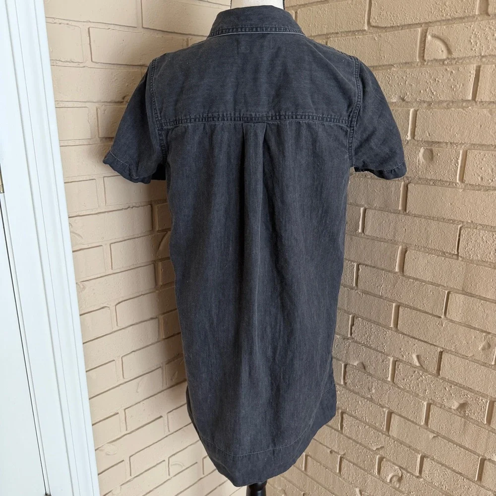 Madewell Denim Short-Sleeve Popover Shirtdress in Charcoal Beach Casual Small S - Picture 4 of 8